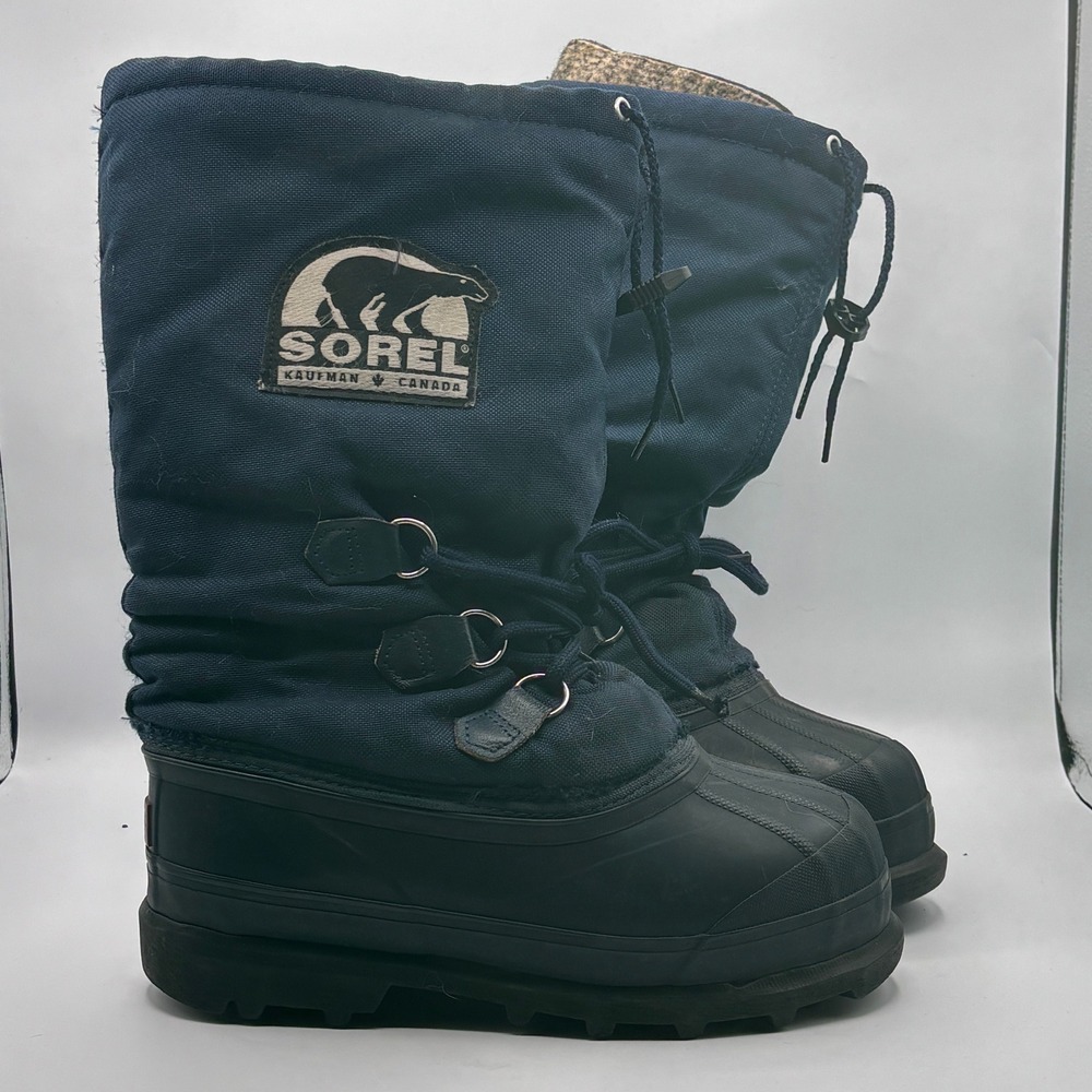 Sorel Snow Boots Women 7 Navy Blue Vintage Kaufman Canada Waterproof Duck Boots